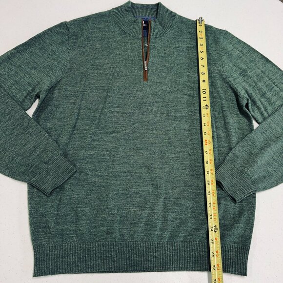 johnnie-O Raynor Merino Wool 1/4 Zip Pullover Sweater Moss Green NWOT Large - Picture 3 of 7